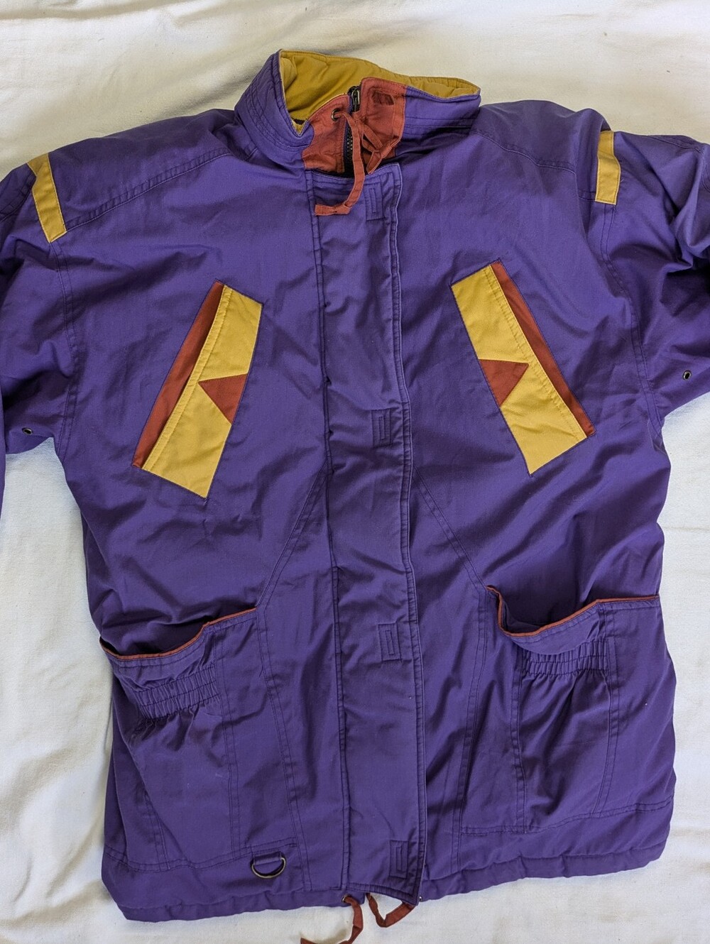 Women's Vintage Retro Geometric Purple Coat Medium